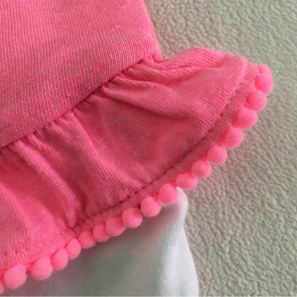 Pink and White Garanimals Onesie, Embroidered with Pom-Pom Trim - Picture 3 of 11